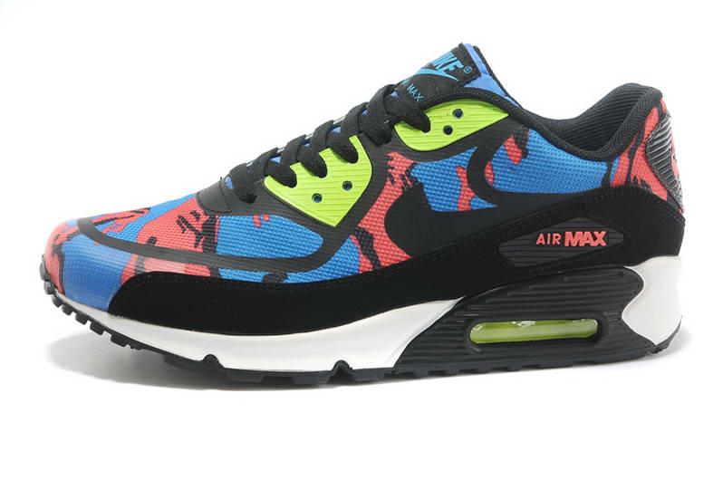 Nike Air Max 90 Chaussures Hommes pre TAPE Noir Bleu fluorescente verte (3)